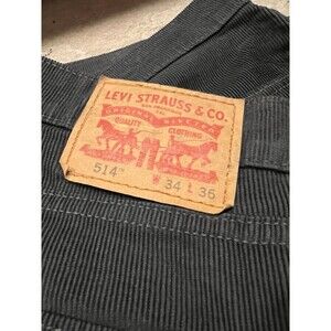 Levis 514 Pants Corduroy Mens 34x36 Grey Straight Chino Stretch Casual white tab